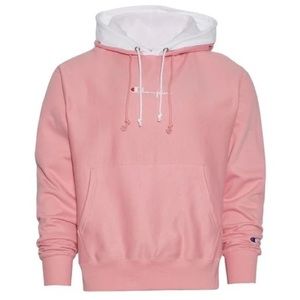 Men's Pink Reverse Weave Double Hoodie